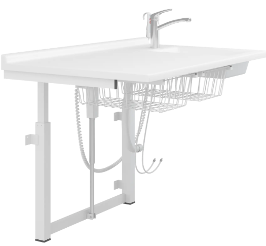 Pressalit Care Wickeltisch R8711000 / R8712000 800 x 900 oder x 1400 mm, elektrisch höhenverstellbar, mit Waschplatz